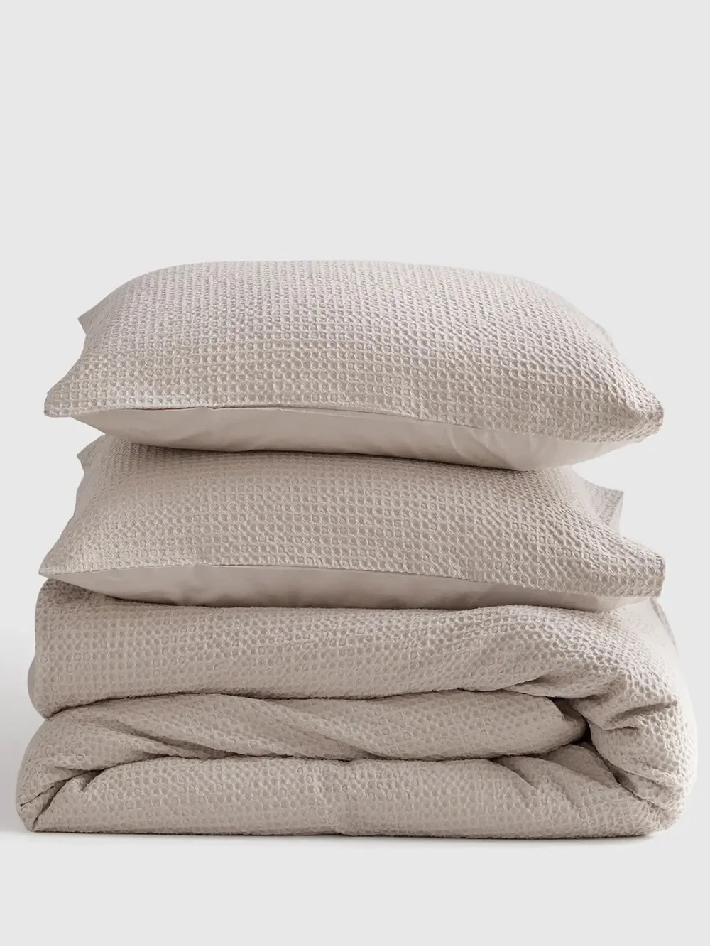 Quince Organic Luxe Honeycomb Duvet Cover Set in Sand - Full/Queen